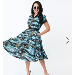 Unique Vintage Button Up Sailboat Dress